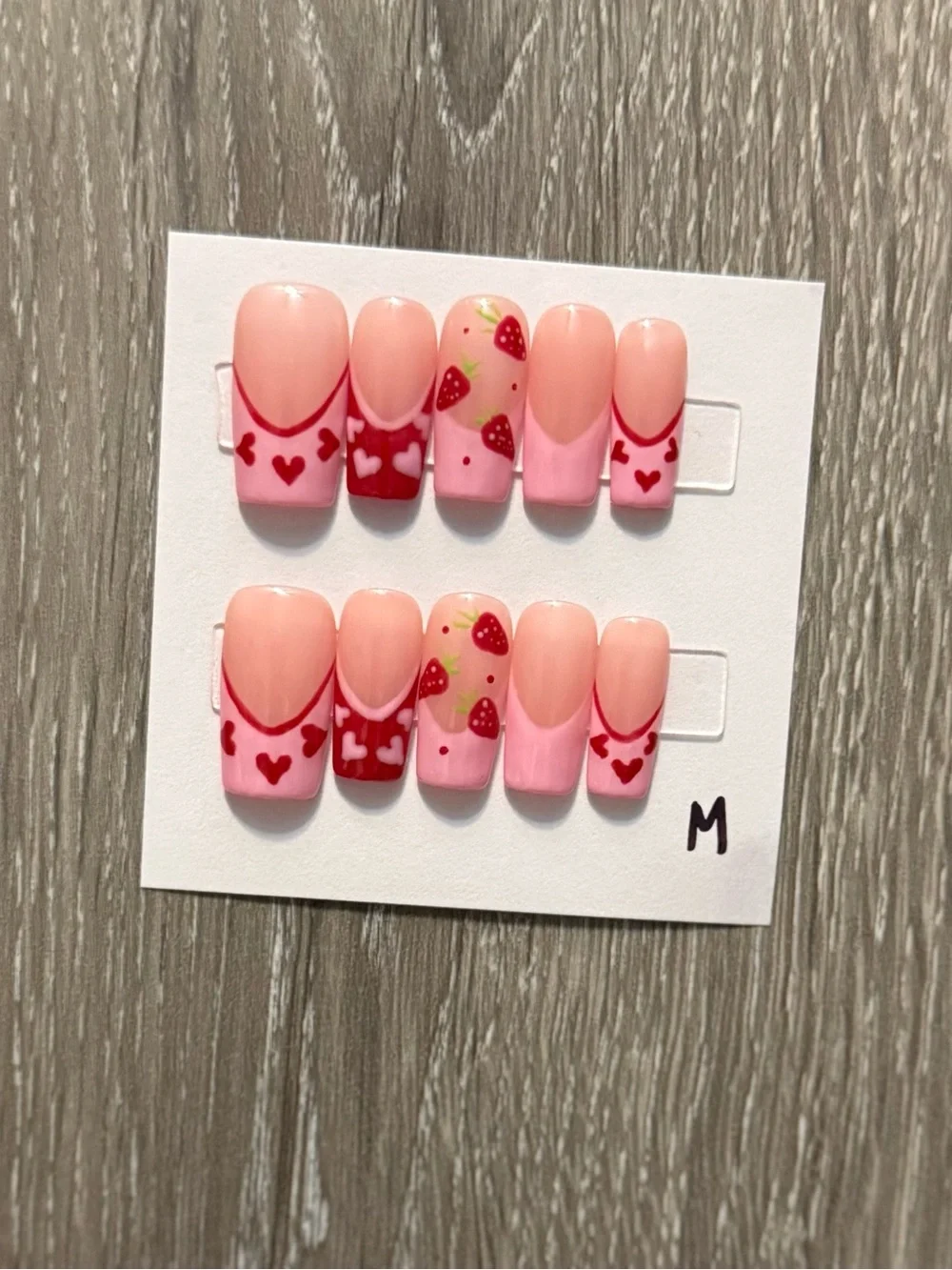 Sweet Strawberry Heart Pink Press-On Nail Set
